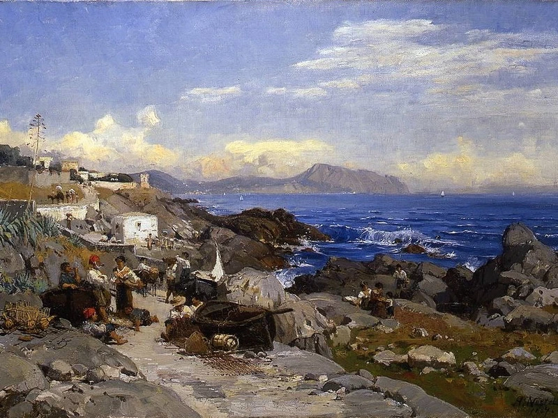 1858-Hermann Nestel - Paesaggio ligure